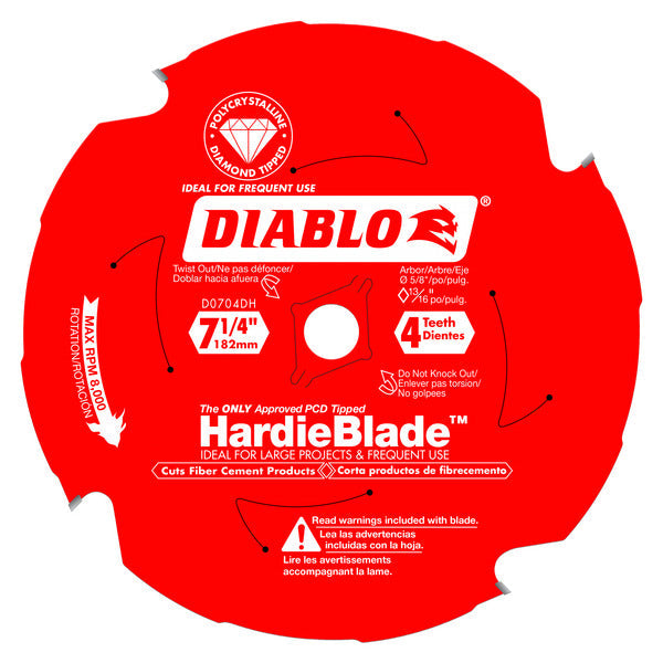 Diablo D0704DH 7-1/4" x 4-Teeth HardieBlade™ Saw Blade for Fiber Cement
