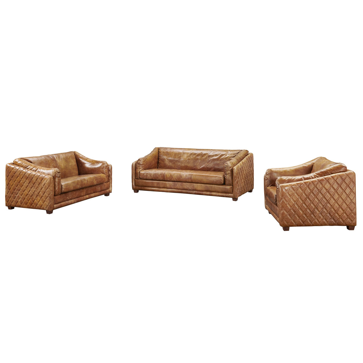 Waco Rustic Modern Sofa - Light Brown Leather