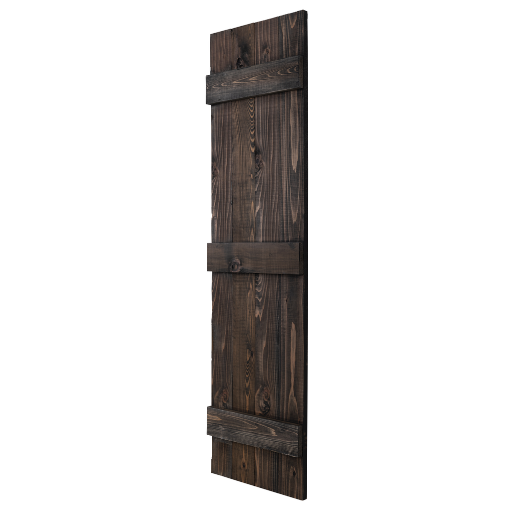 Traditional Board & Batten Exterior Wood Shutters - Cedar - Set of 2
