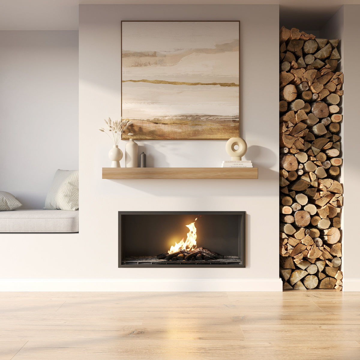 Classic Paulownia Wood Fireplace Mantel Shelf