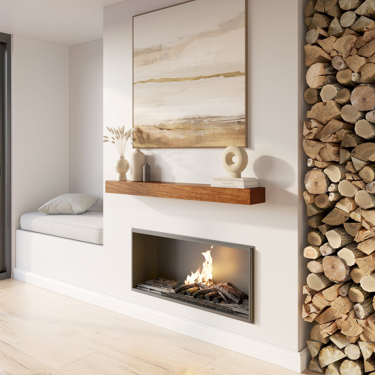 Classic Paulownia Wood Fireplace Mantel Shelf