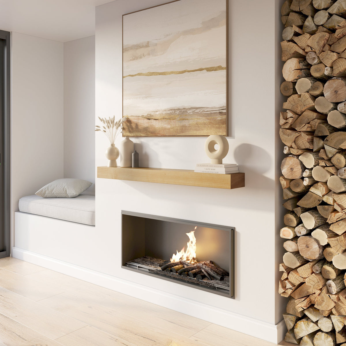 Classic Paulownia Wood Fireplace Mantel Shelf