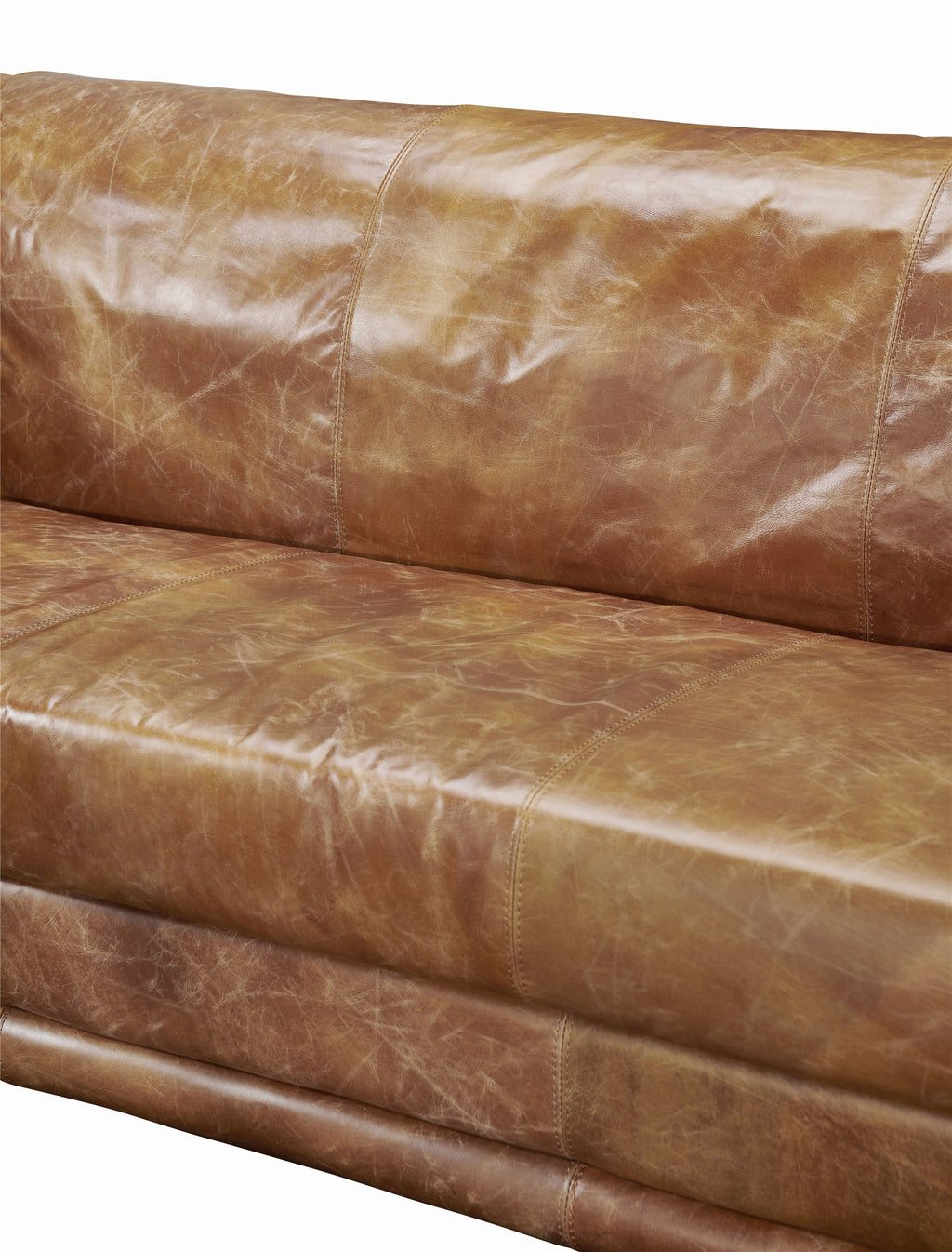 Waco Rustic Modern Sofa - Light Brown Leather