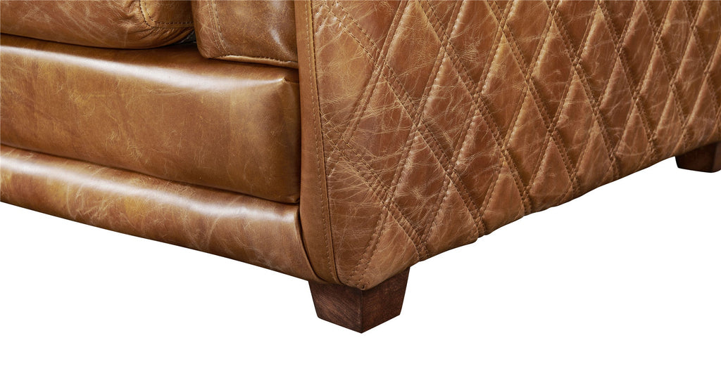 Waco Rustic Modern Sofa - Light Brown Leather
