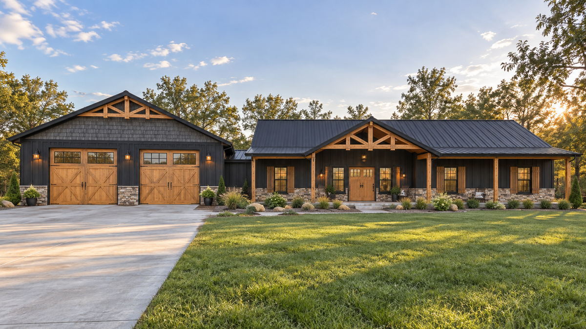 Garrison House Plan | 3 Bedroom Barndominium with Large Garage