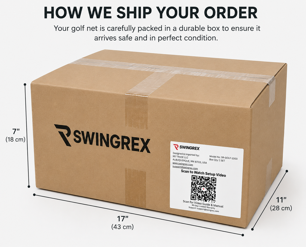 SwingRex 10x7 Golf Practice Net – Golf Hitting Net for Backyard & Garage