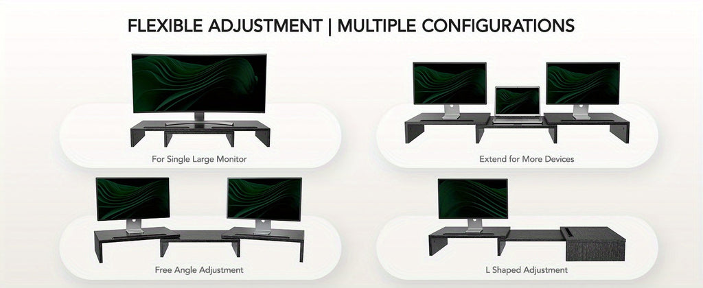 Dual Monitor Stand Riser Adjustable Desktop Organizer for PC Laptop Printer