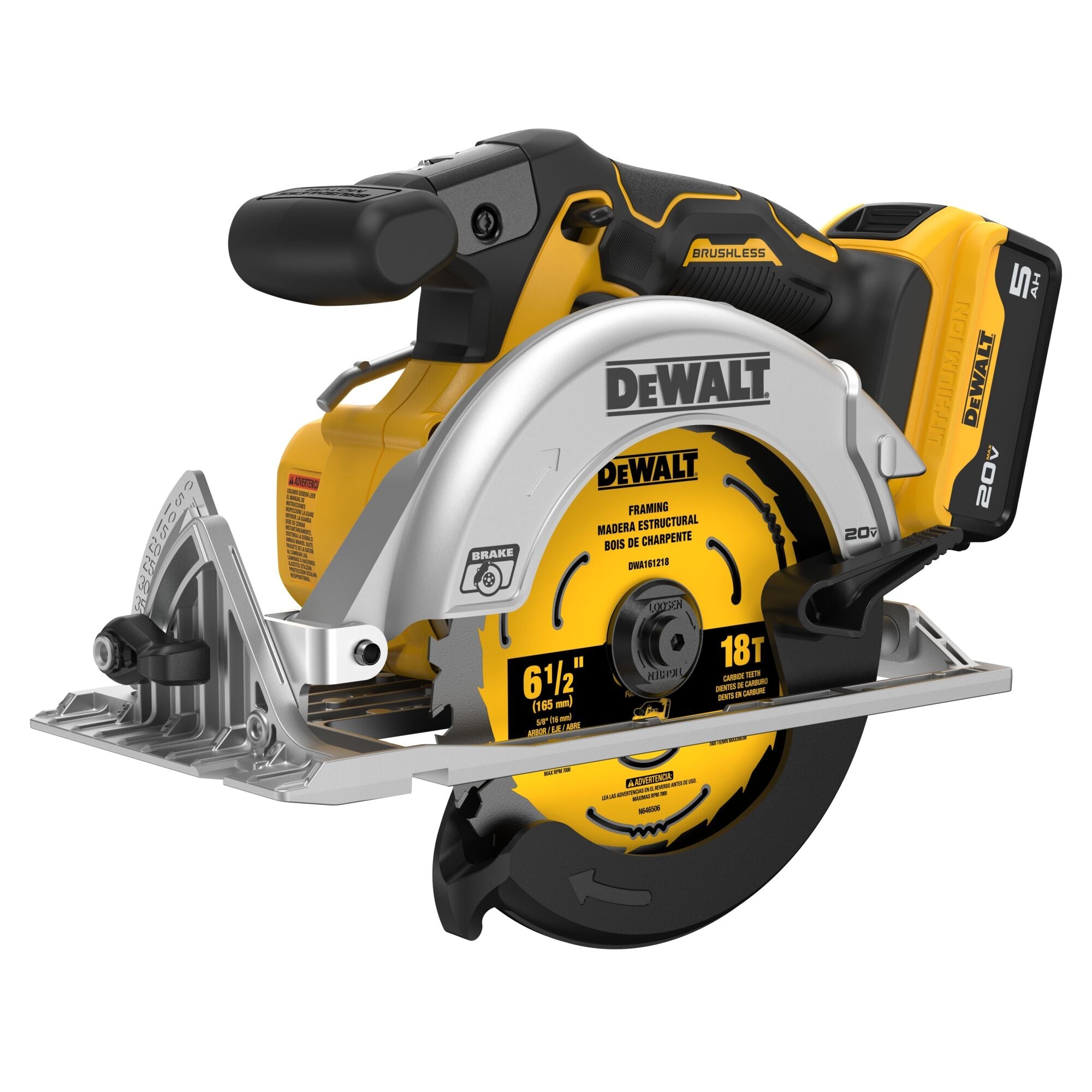 DeWalt DCS565P1 20V MAX* XR 6-1/2 in. Brushless Cordless Circular Saw Kit