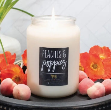 26 oz Farmhouse Jar Candle: Peaches & Poppies