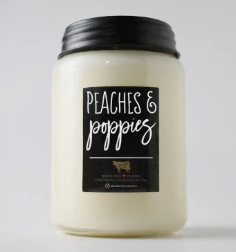 26 oz Farmhouse Jar Candle: Peaches & Poppies