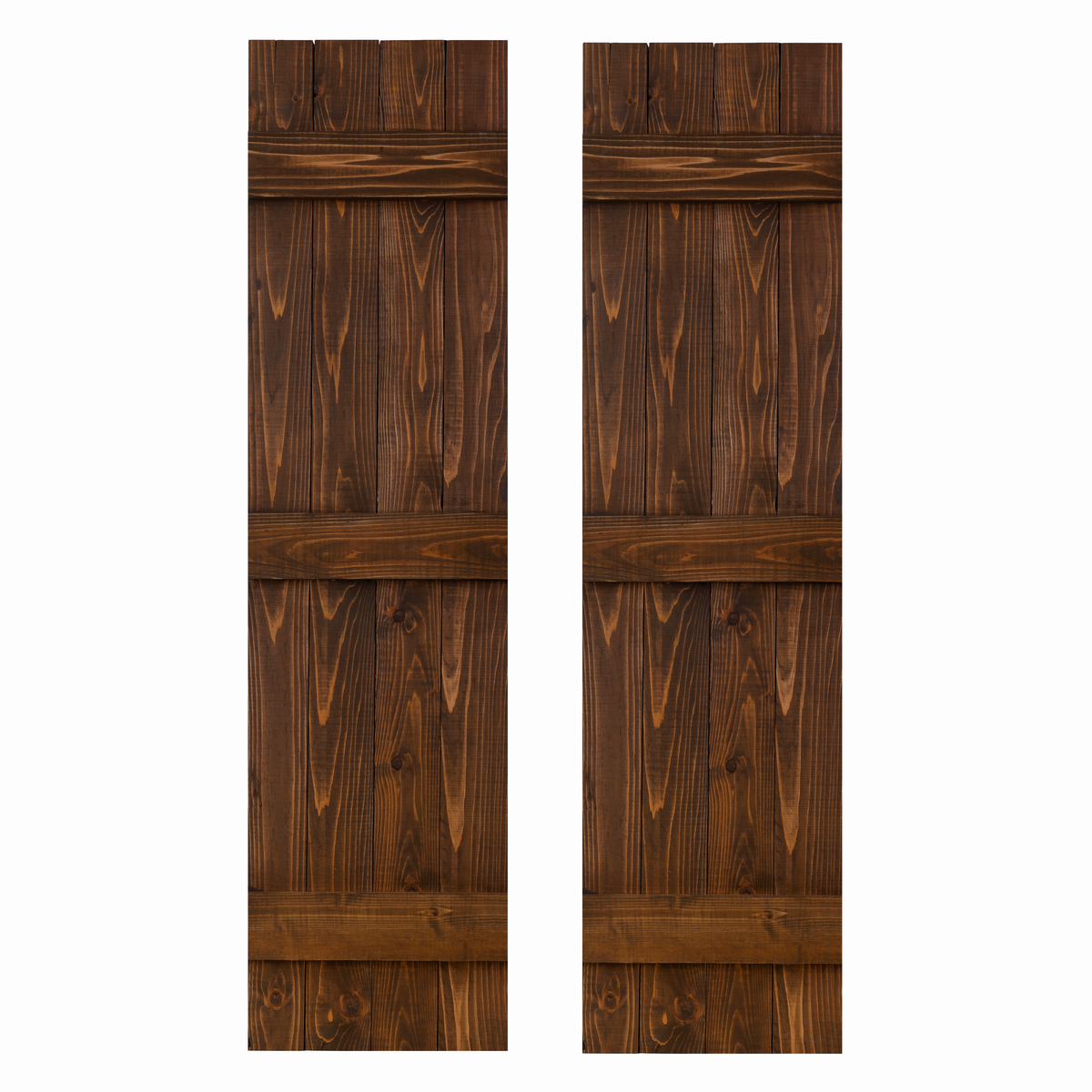 Traditional Board & Batten Exterior Wood Shutters - Cedar - Set of 2