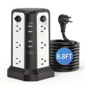 Power Strip Tower Surge Protector 12 AC Outlets 5 USB Ports 8.8ft Cord Gray