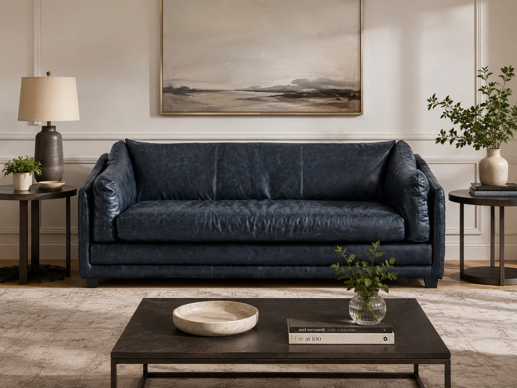 Waco Rustic Modern Sofa - Light Brown Leather