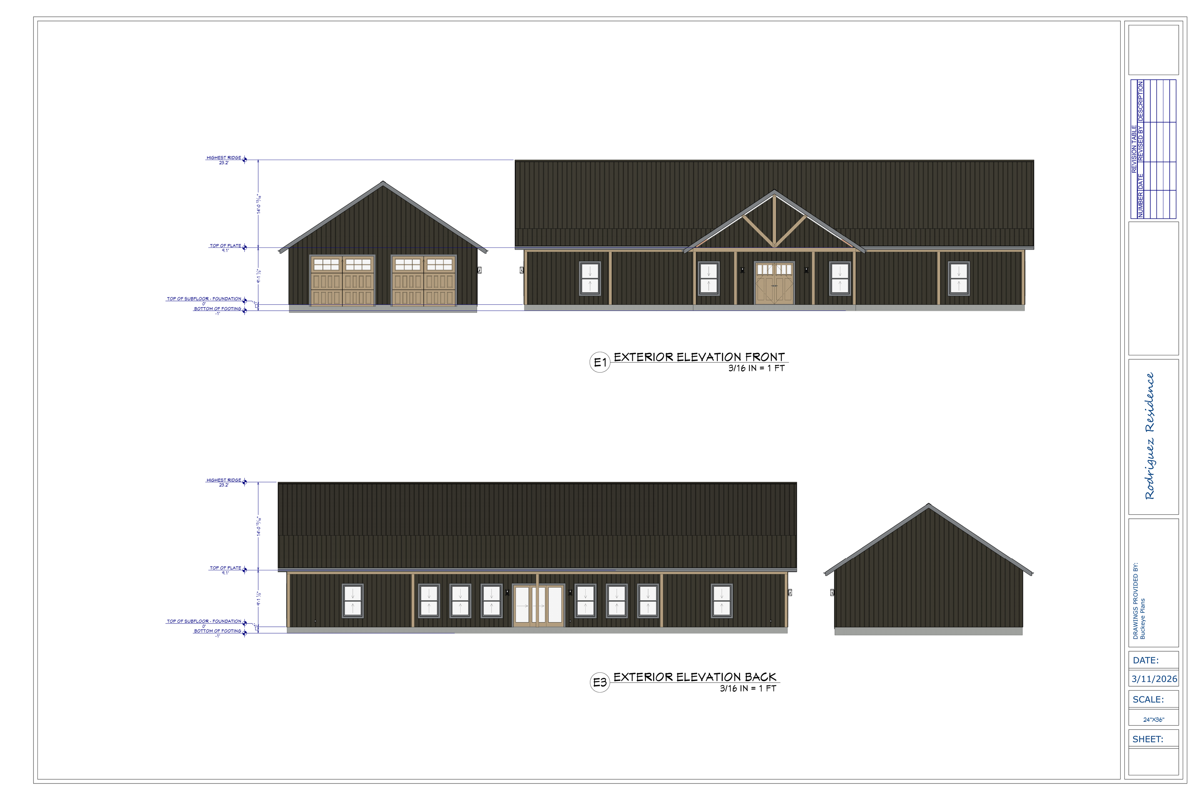 Allison Rodriguez Residence exact exterior elevations from plan PDF