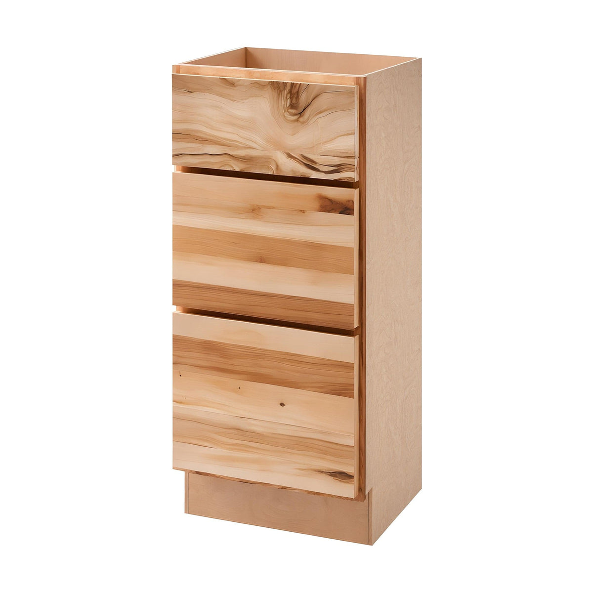 Rustic Hickory 12" 3-Drawer Base Cabinet