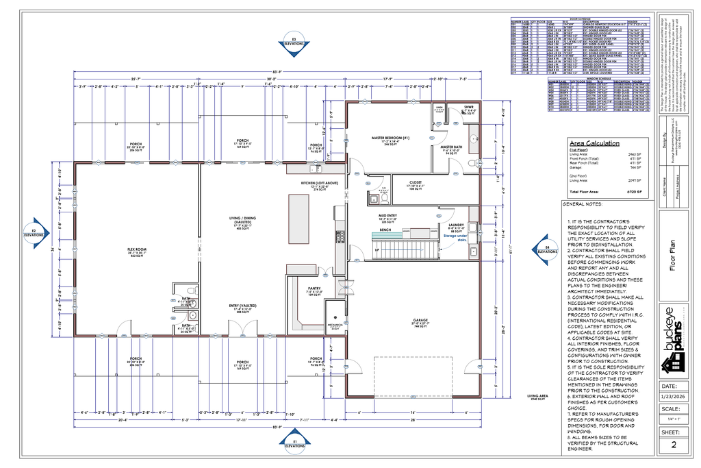 Anglin Residence exact main floor plan from plan PDF