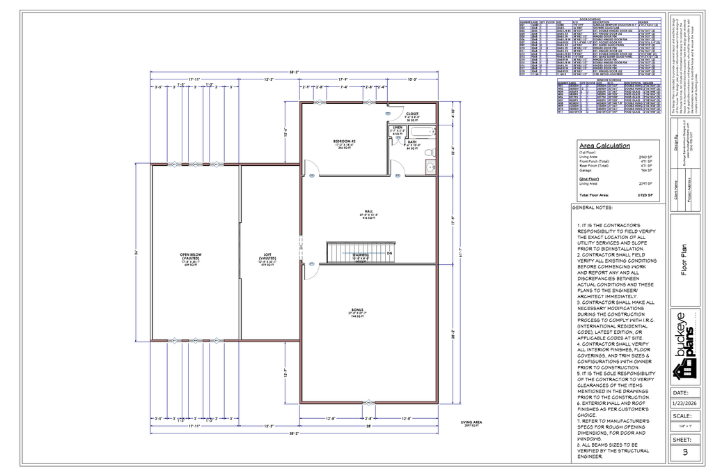 Anglin Residence exact second floor plan from plan PDF
