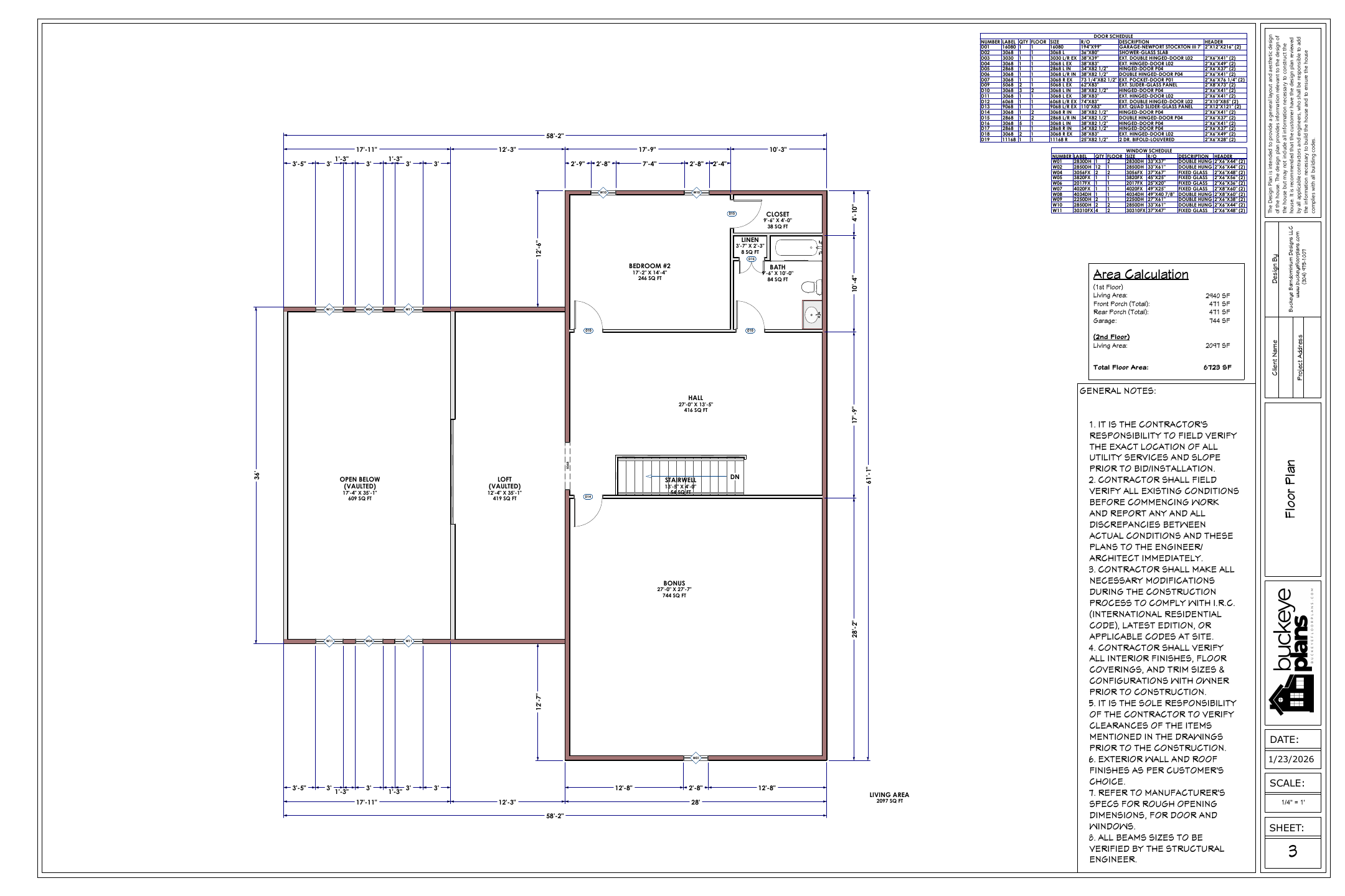 Anglin Residence exact second floor plan from plan PDF