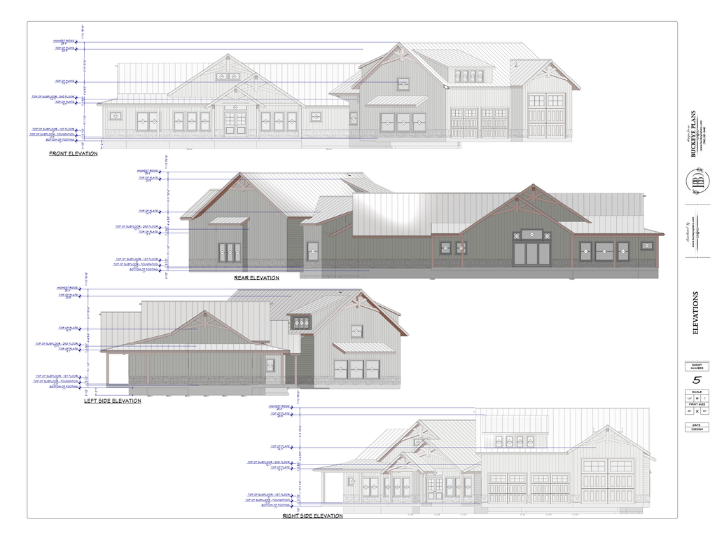 Bergeron Residence exact exterior elevations from plan PDF