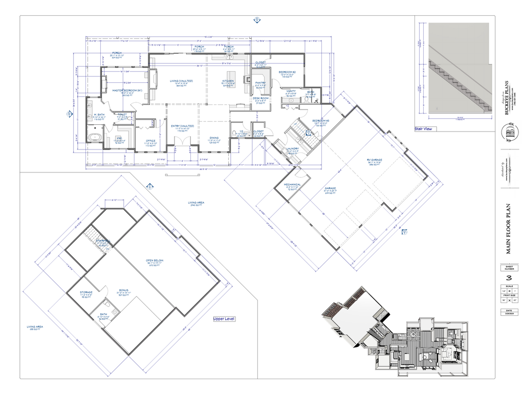 Bergeron Residence exact main and upper floor plans from plan PDF