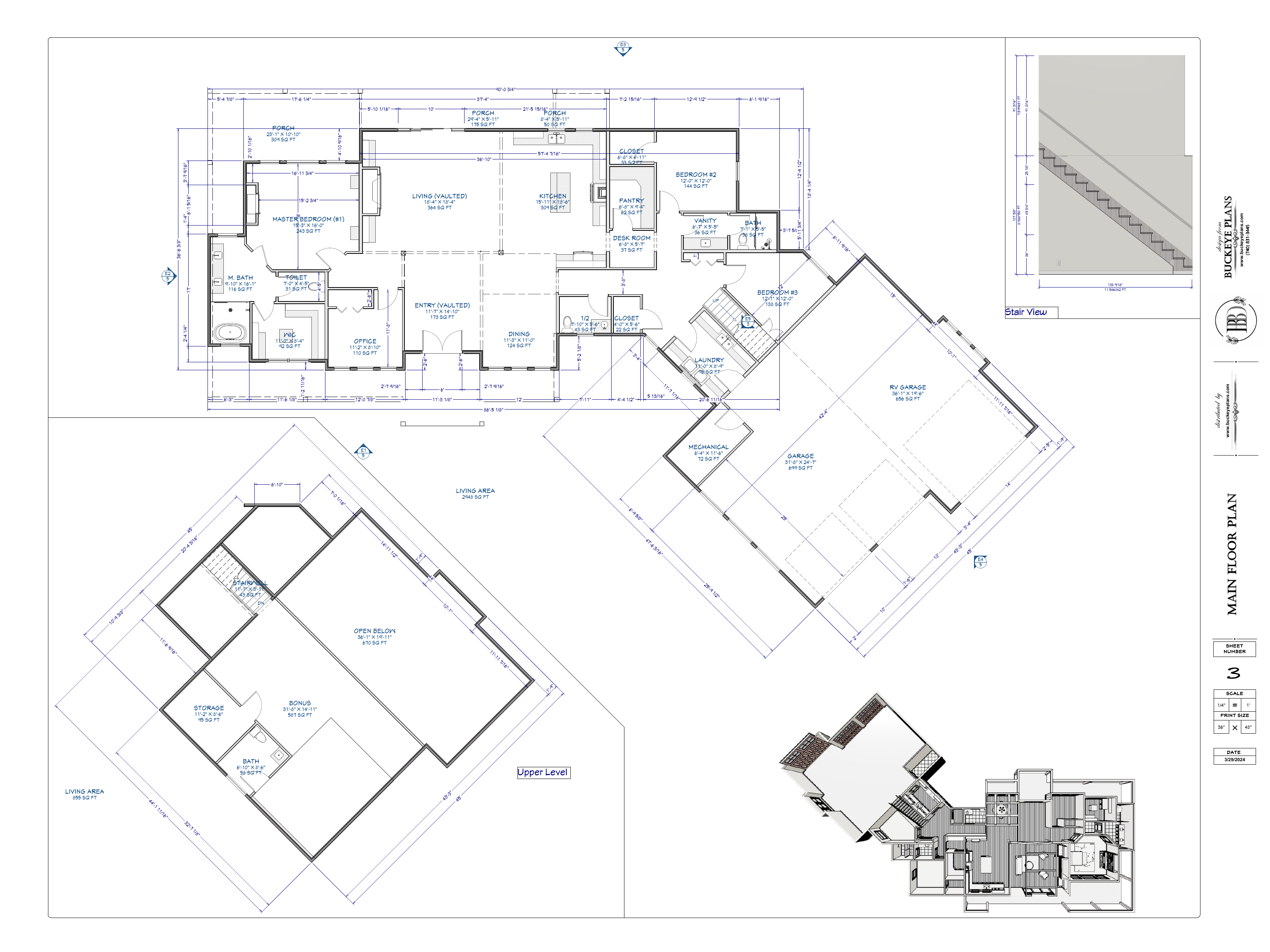 Bergeron Residence exact main and upper floor plans from plan PDF