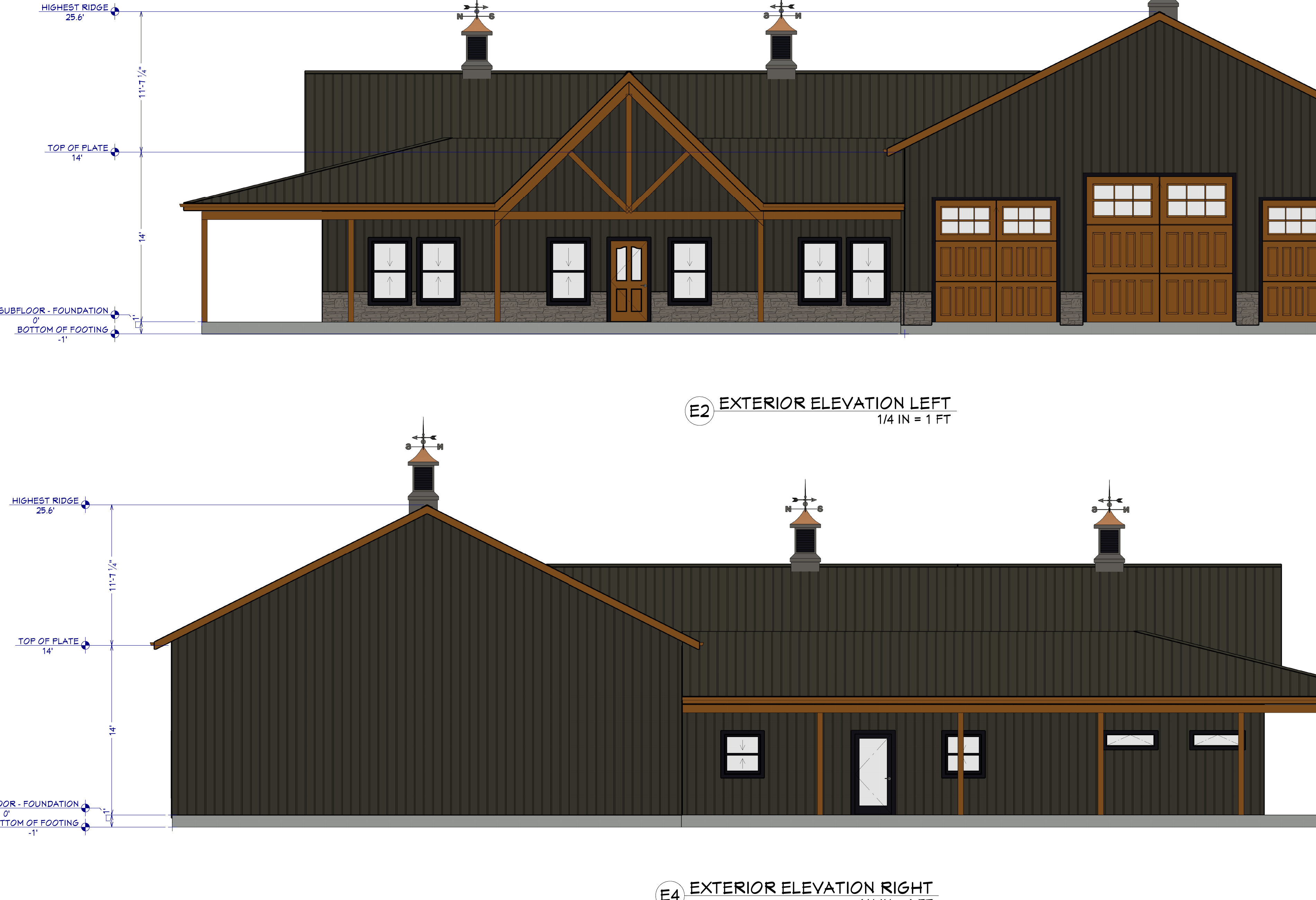 Black Oak Barndominium exterior elevations