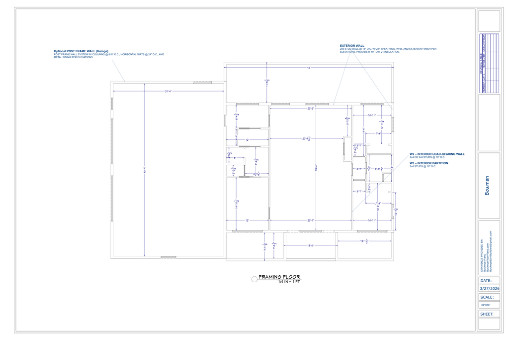 Bowman Residence exact floor framing plan from plan PDF