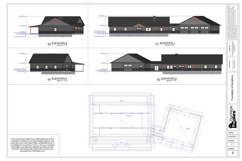 Cedar Grove crawlspace exterior elevations from plan PDF