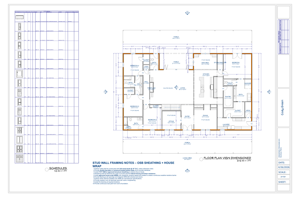 Cody Green Residence exact main floor plan from plan PDF