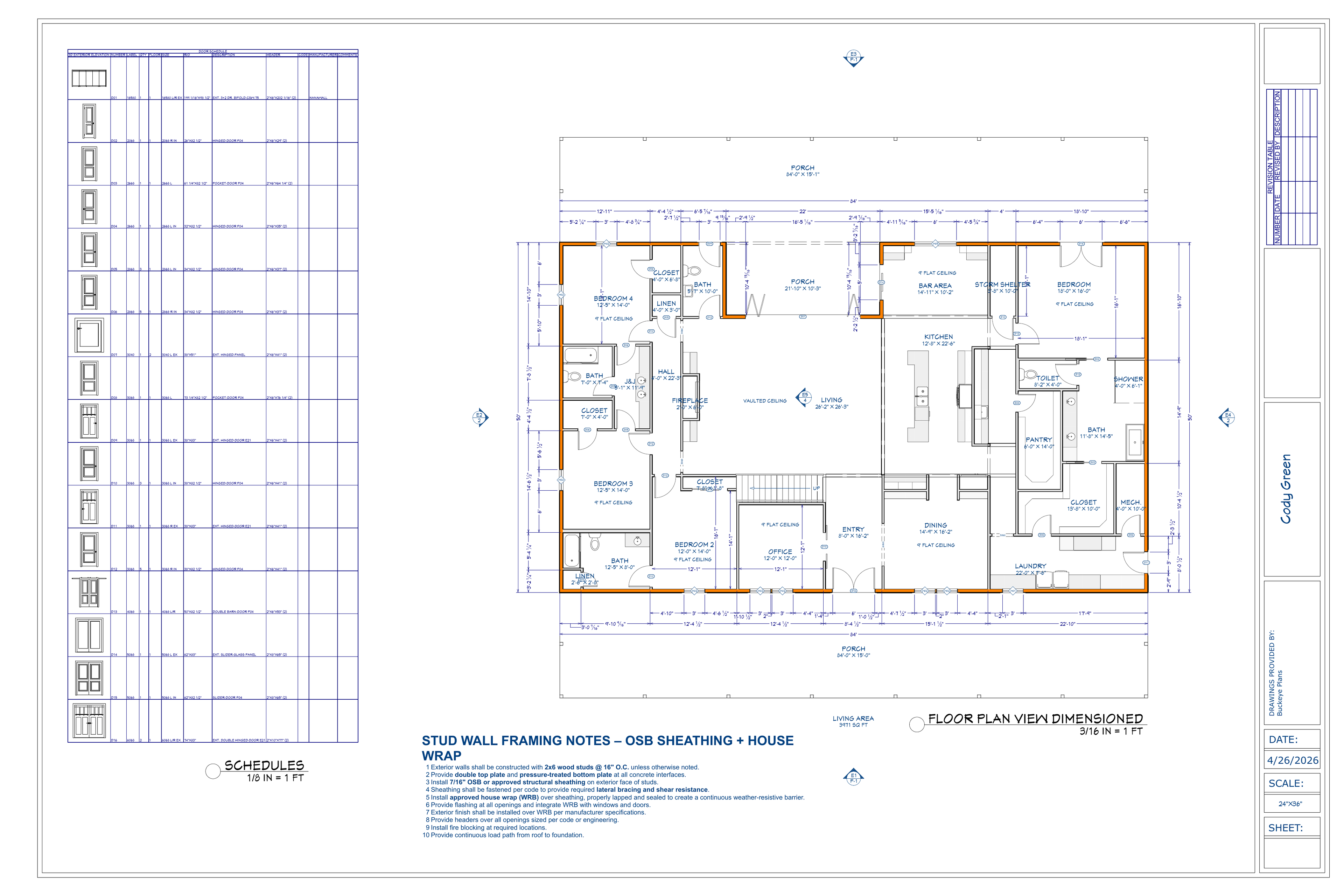 Cody Green Residence exact main floor plan from plan PDF