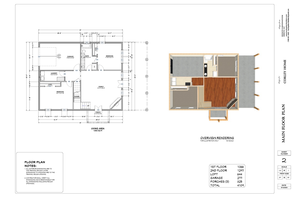 Exact main floor plan from the Corley Home final plan PDF