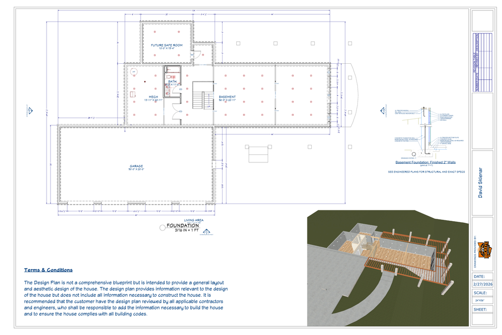 Exact basement floor plan from the David Marietta final plan PDF