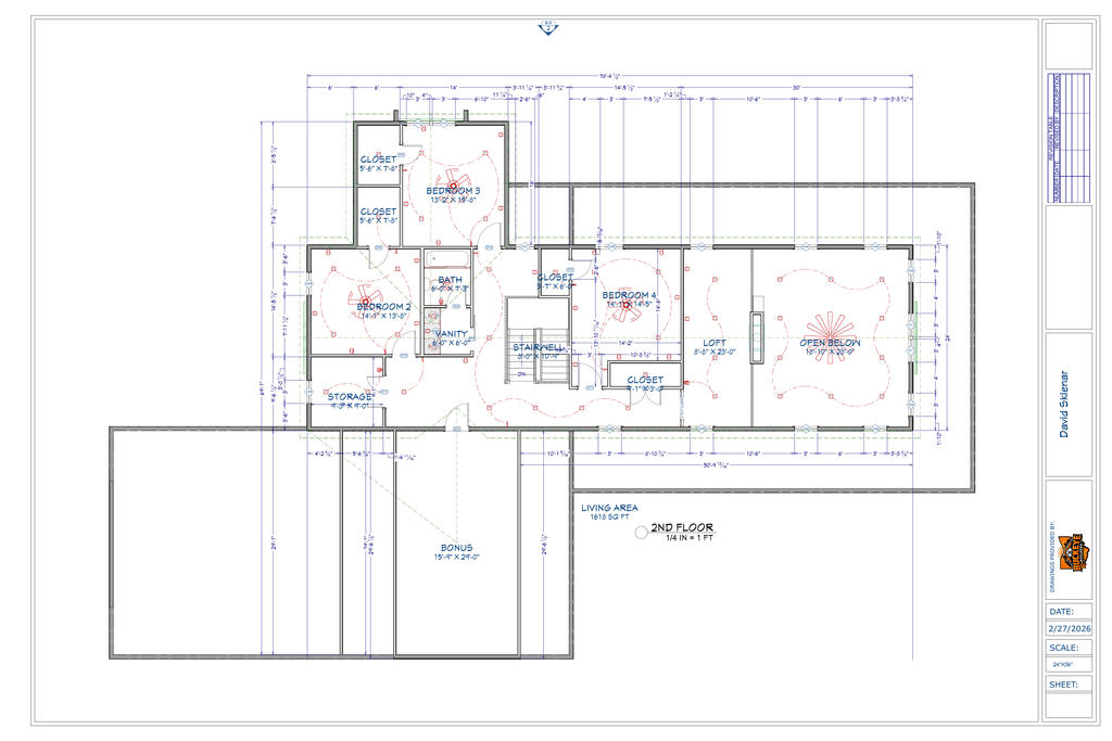 Exact second floor plan from the David Marietta final plan PDF