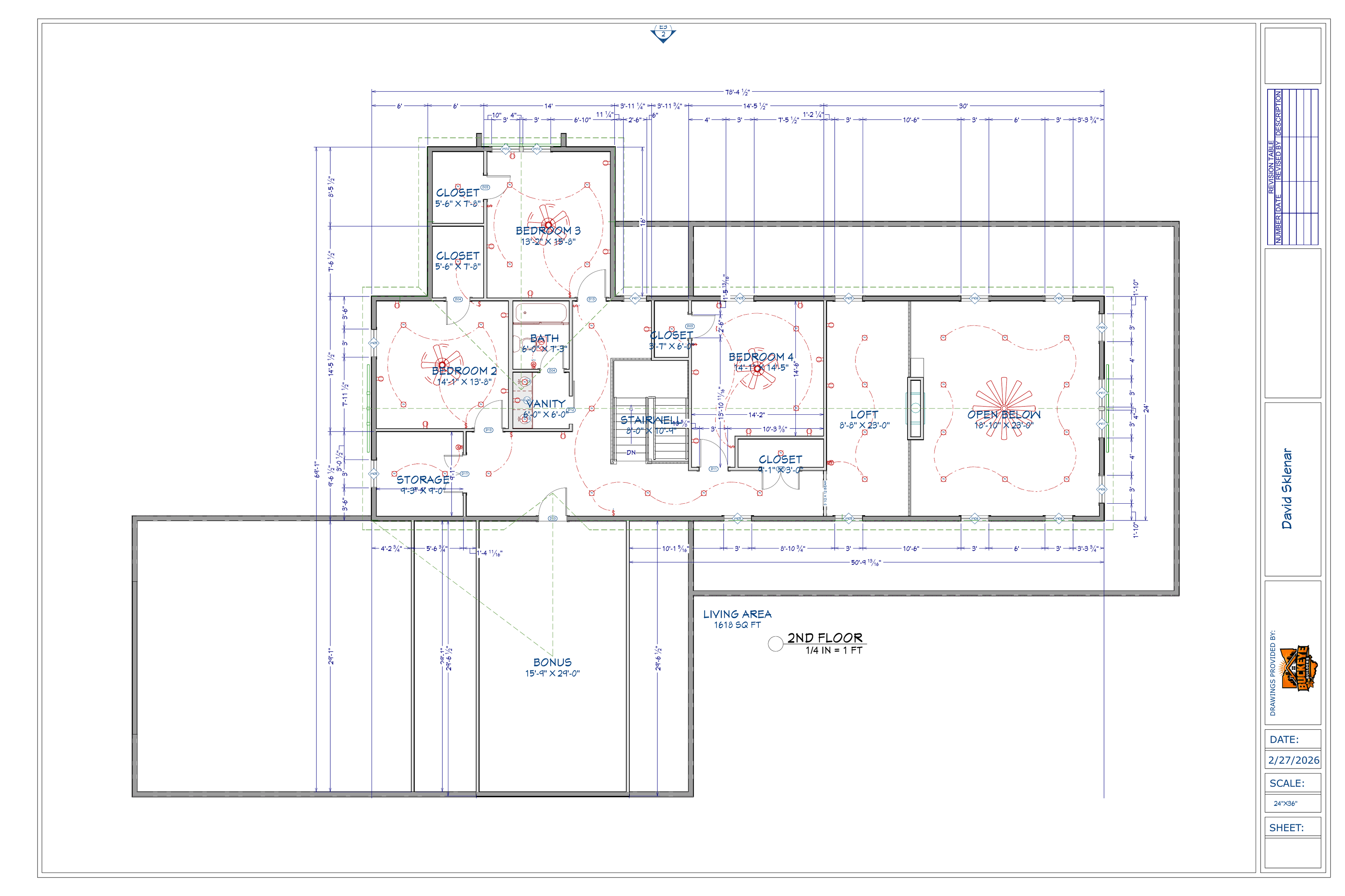 Exact second floor plan from the David Marietta final plan PDF