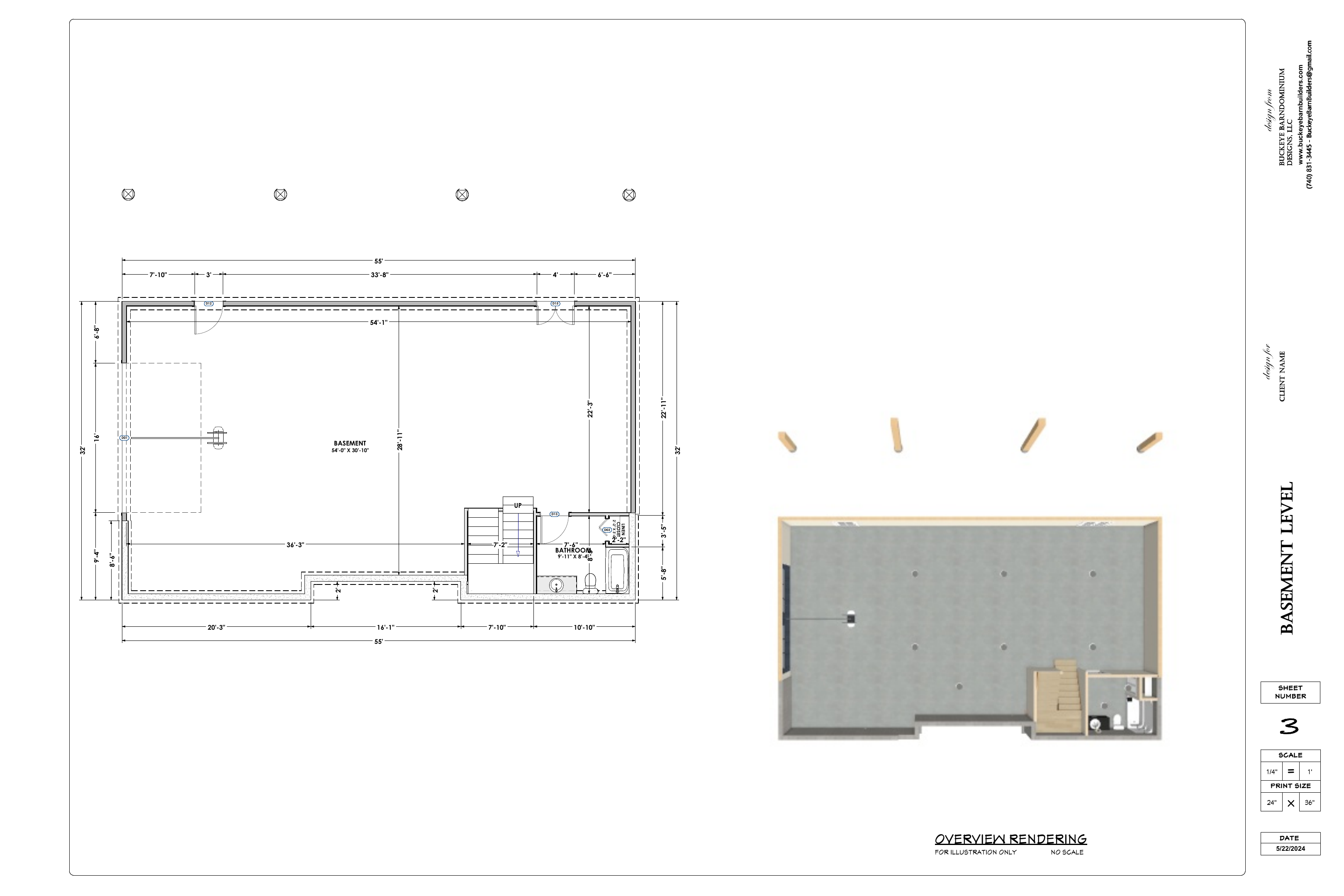 Exact basement floor plan sheet from the Fjelstad final plan PDF