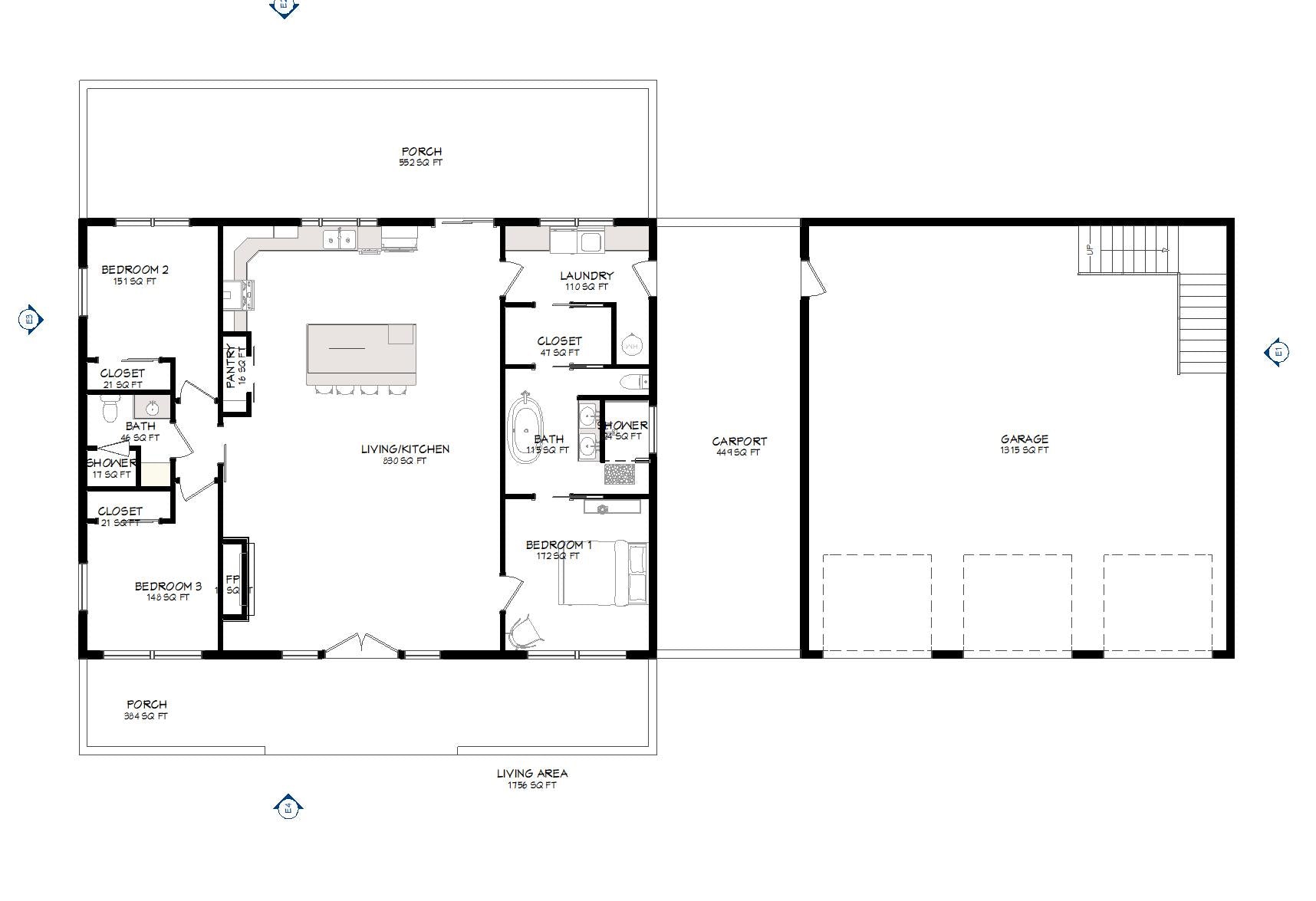 The Fowler Barndominium floor plan