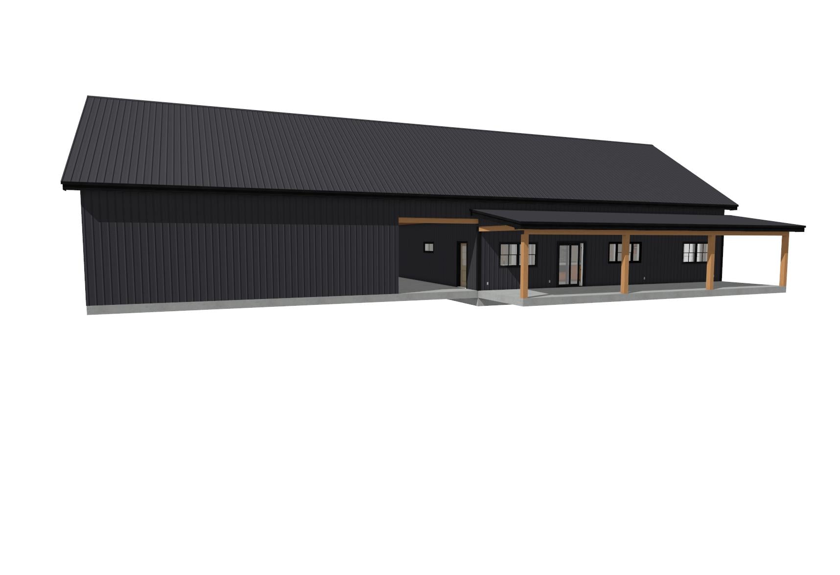 The Fowler Barndominium rear exterior