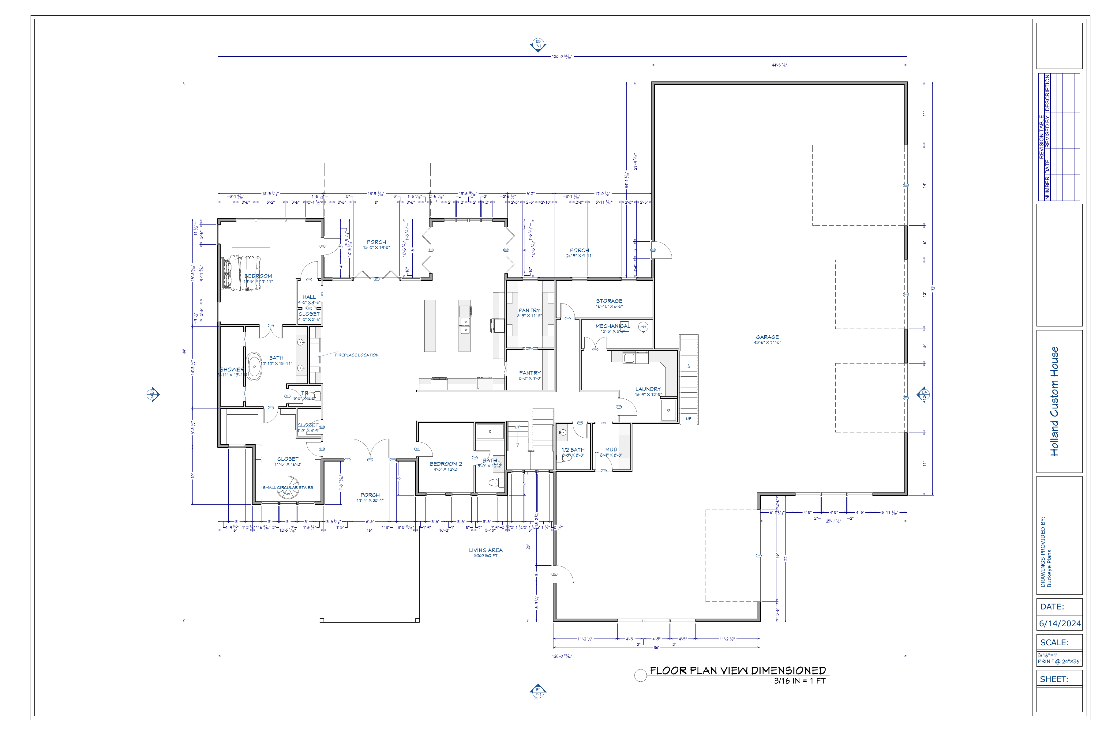 Holland Residence exact main floor plan from final plan PDF