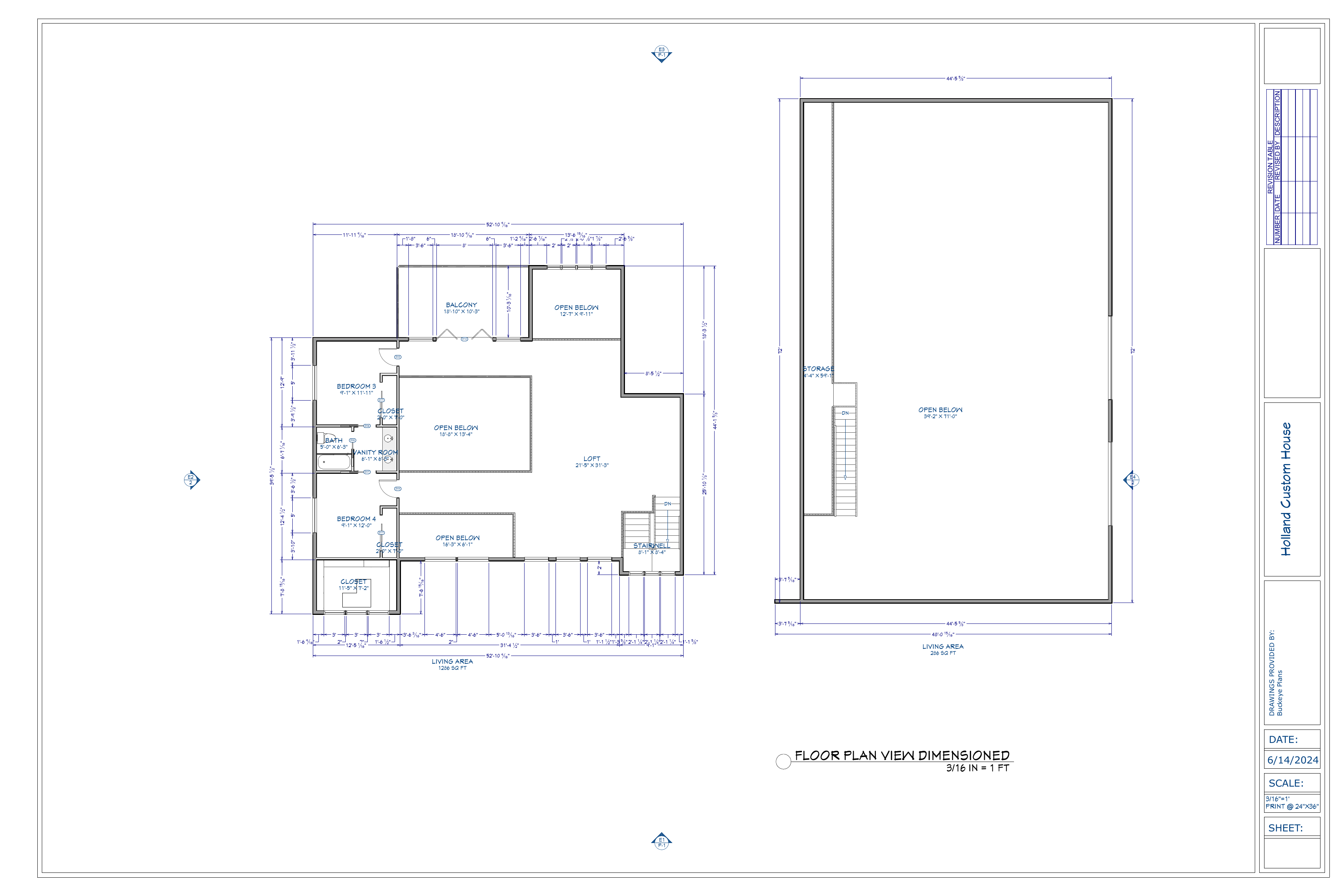 Holland Residence exact upper floor plan from final plan PDF