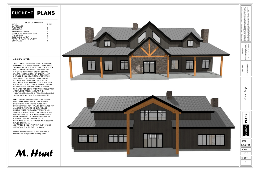 Hunt residence exact exterior views from plan PDF