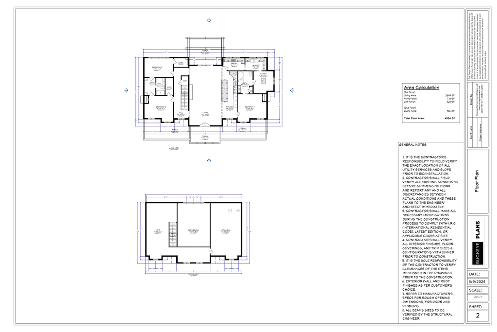 Hunt residence exact main and upper floor plans from plan PDF