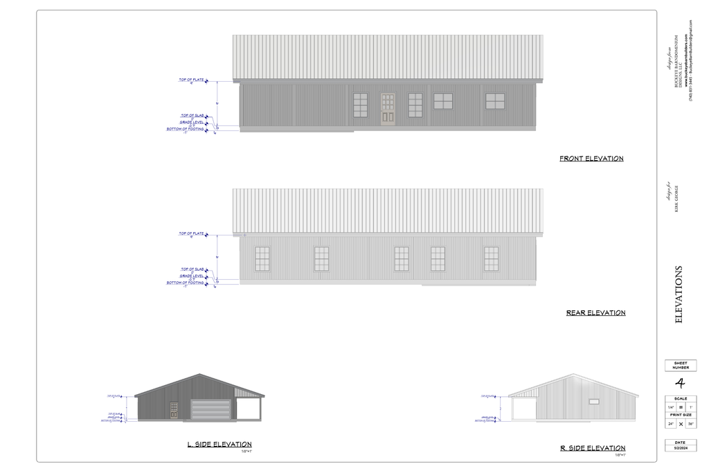 Exact exterior elevations sheet from the Kirk George plan PDF