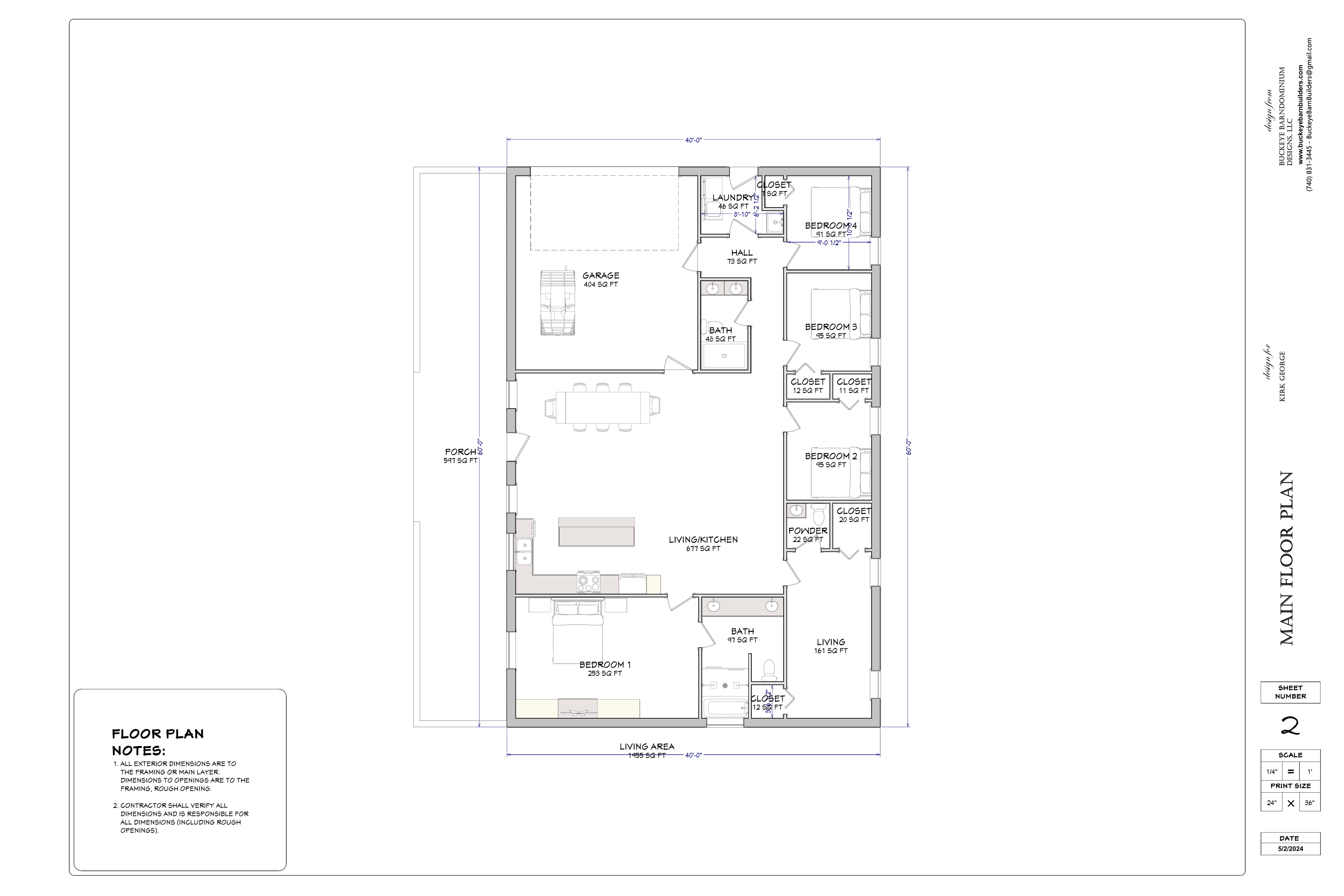 Exact main floor plan sheet from the Kirk George plan PDF