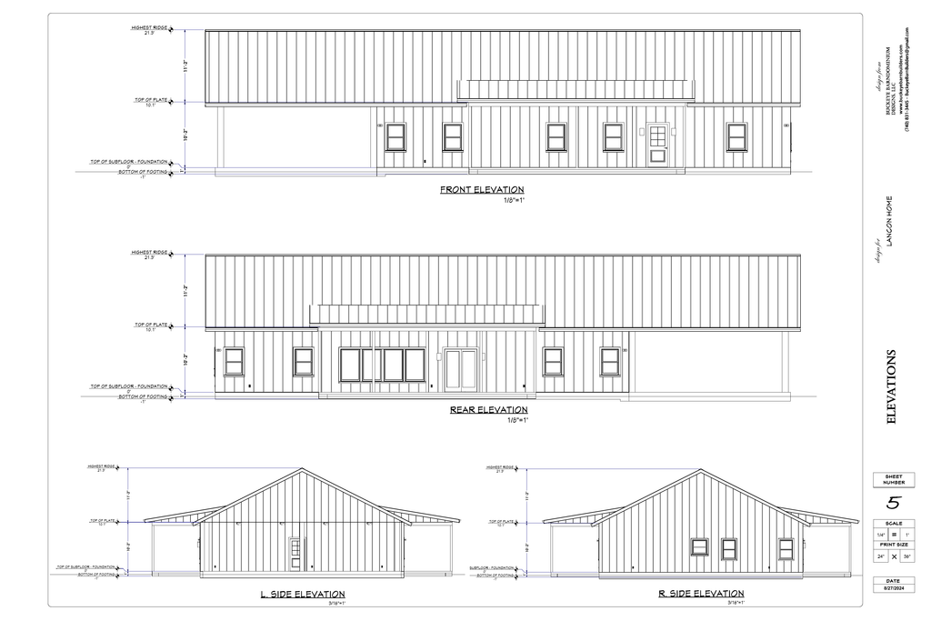 Exact exterior elevation sheet from the Lancon final plan PDF