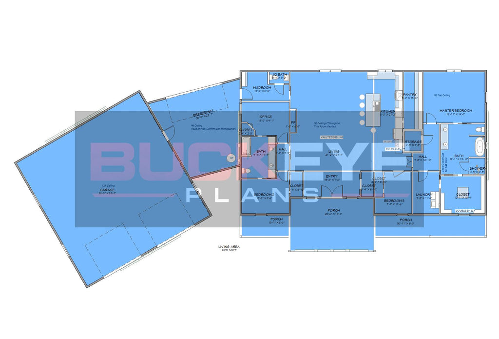 Garrison House Plan | 3 Bedroom Barndominium with Large Garage