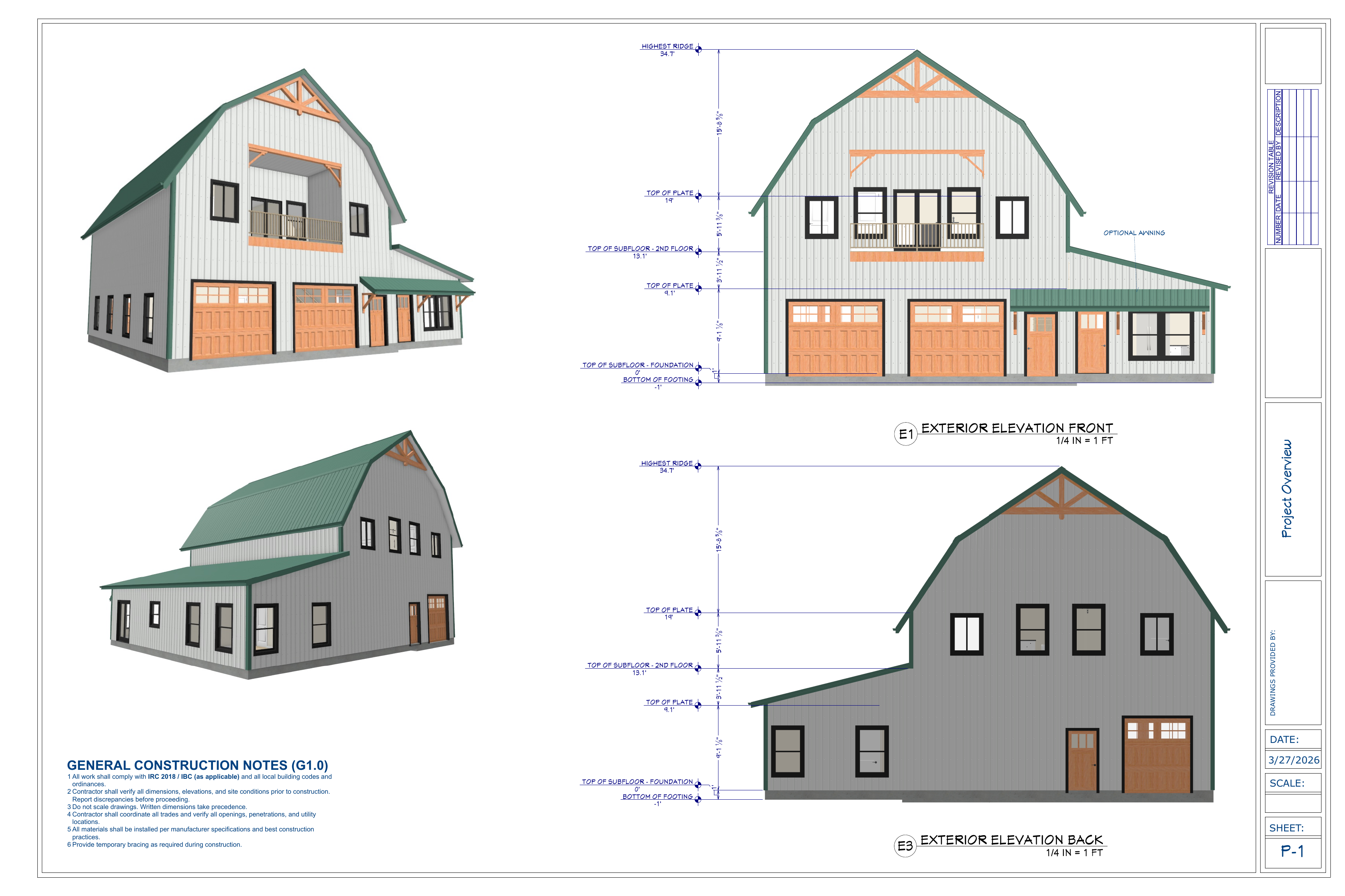 Mattix plan exterior elevations