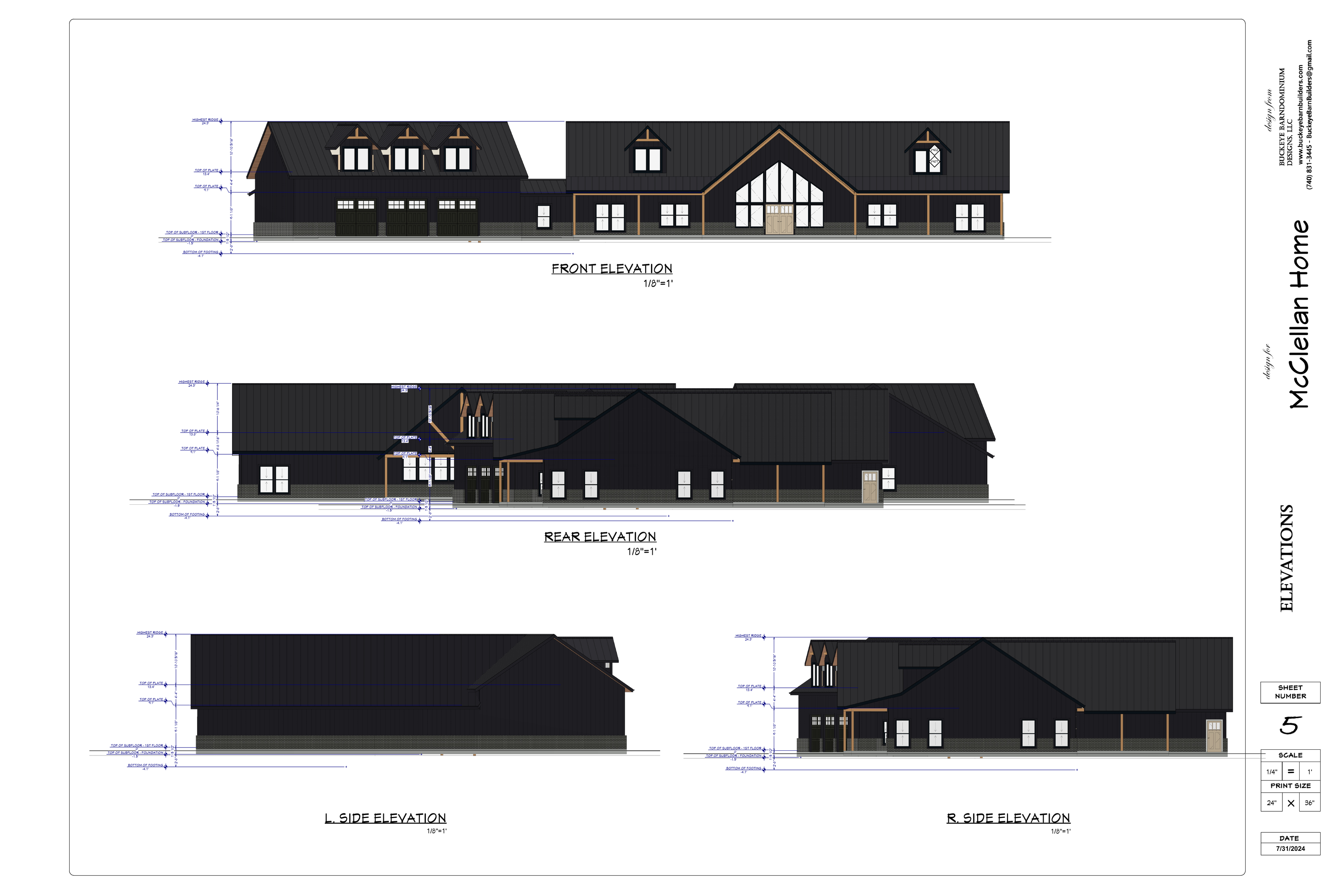 Exact exterior elevation sheet from the McClellan final plan PDF