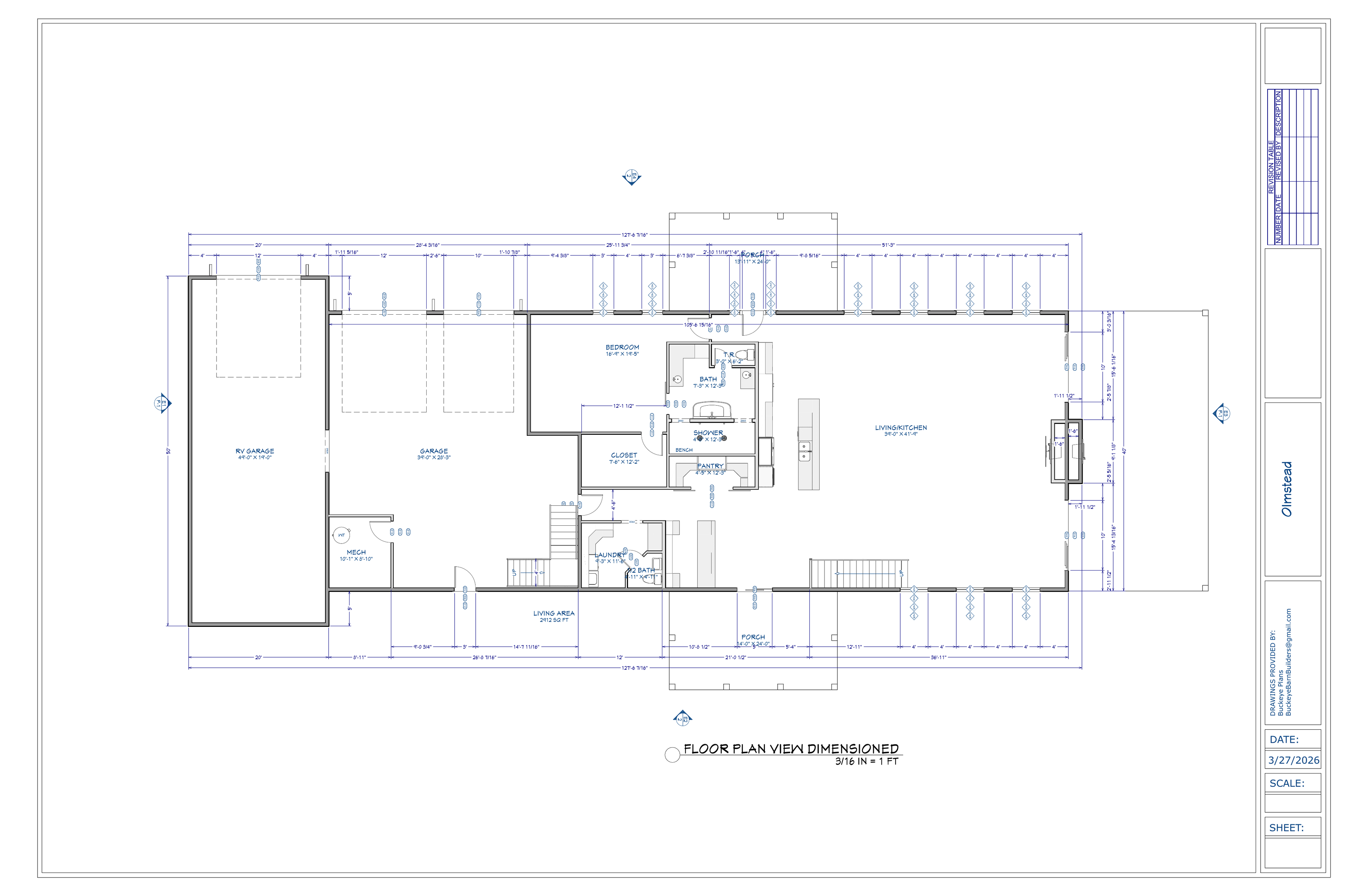Olmstead Residence exact main floor plan from plan PDF
