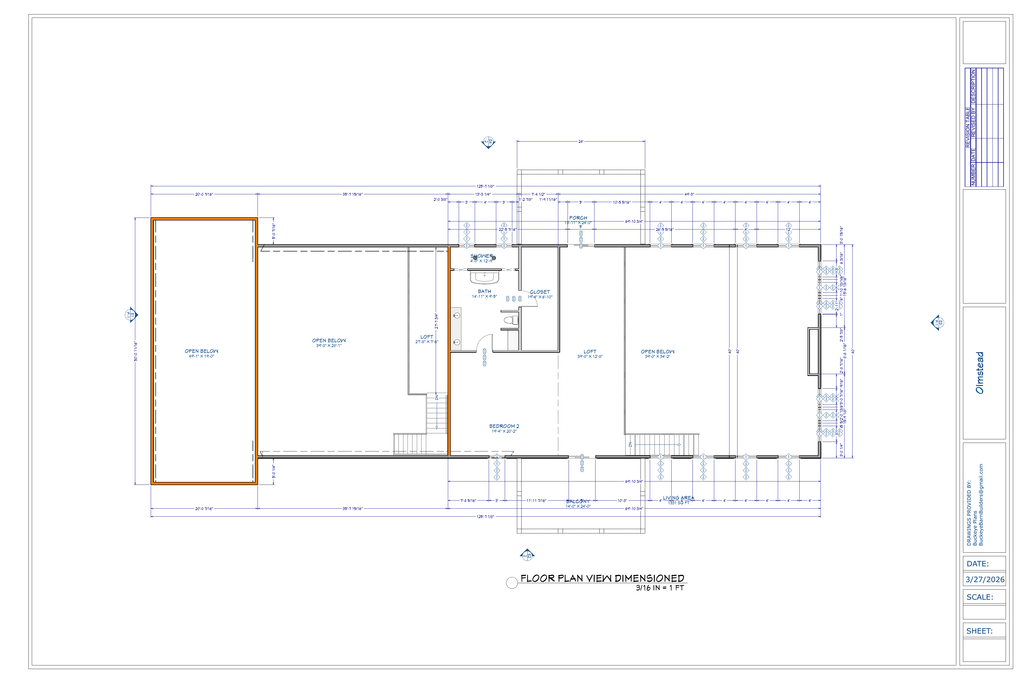 Olmstead Residence exact second floor plan from plan PDF