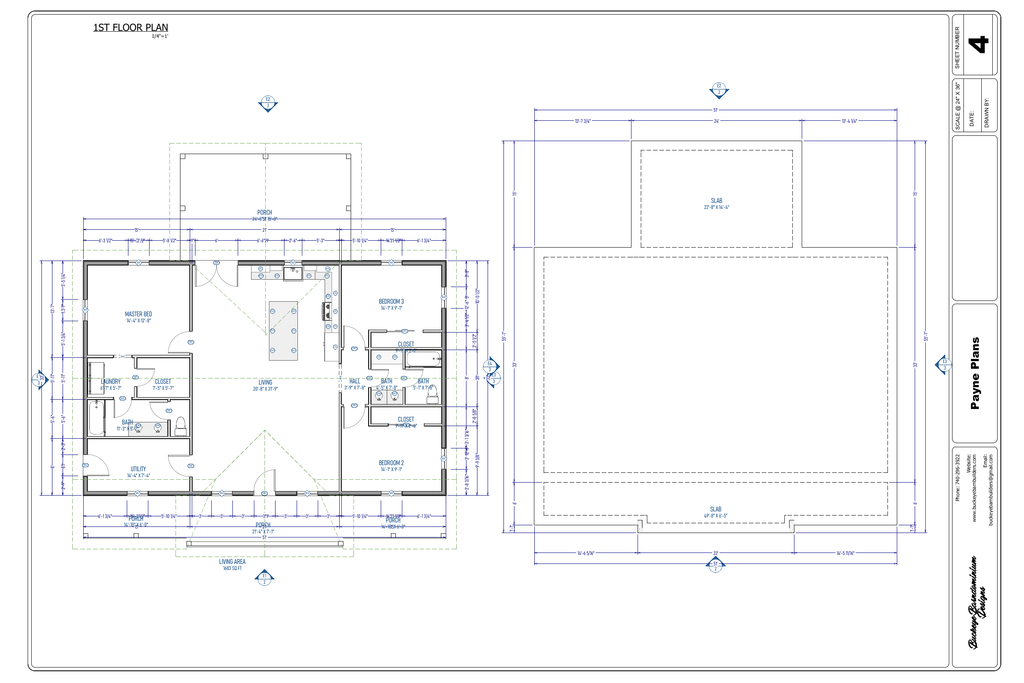 Payne Residence exact first floor plan from plan PDF
